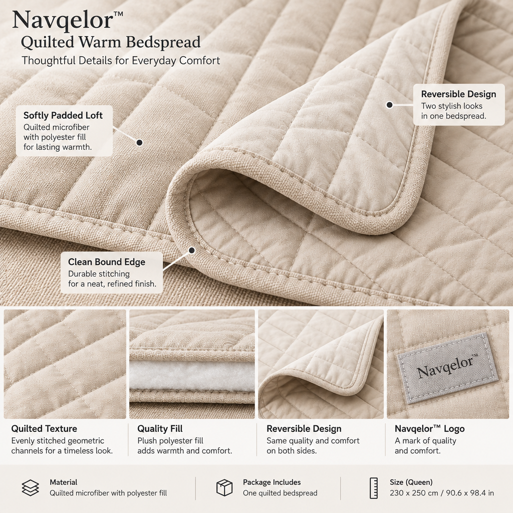 Navqelor™ Quilted Warm Bedspread image 3