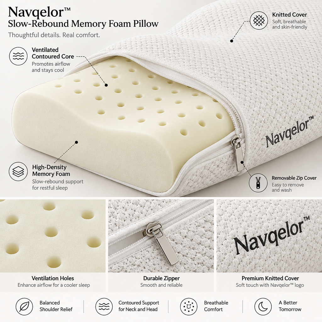 Navqelor™ Slow-Rebound Memory Foam Pillow image 3