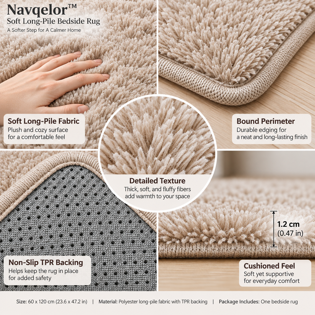 Navqelor™ Soft Long-Pile Bedside Rug image 3