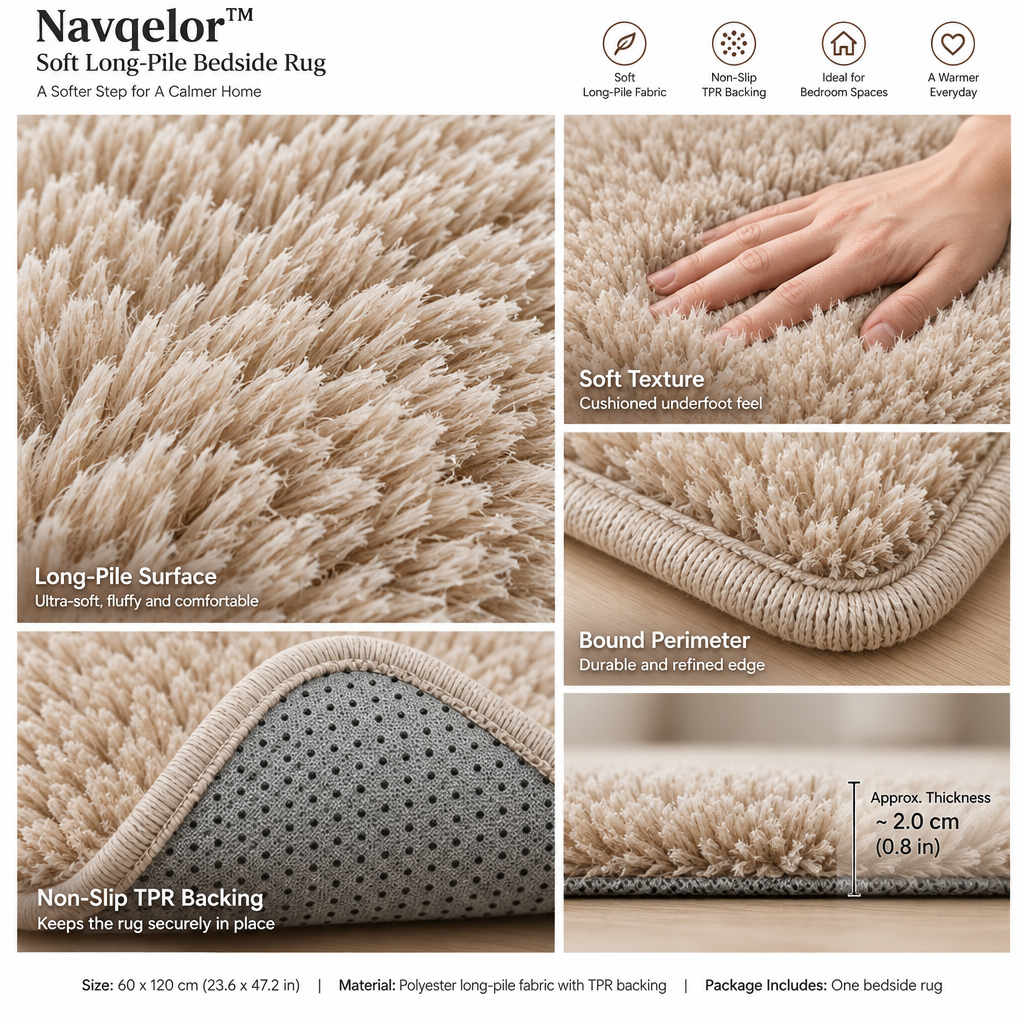 Navqelor™ Soft Long-Pile Bedside Rug image 5