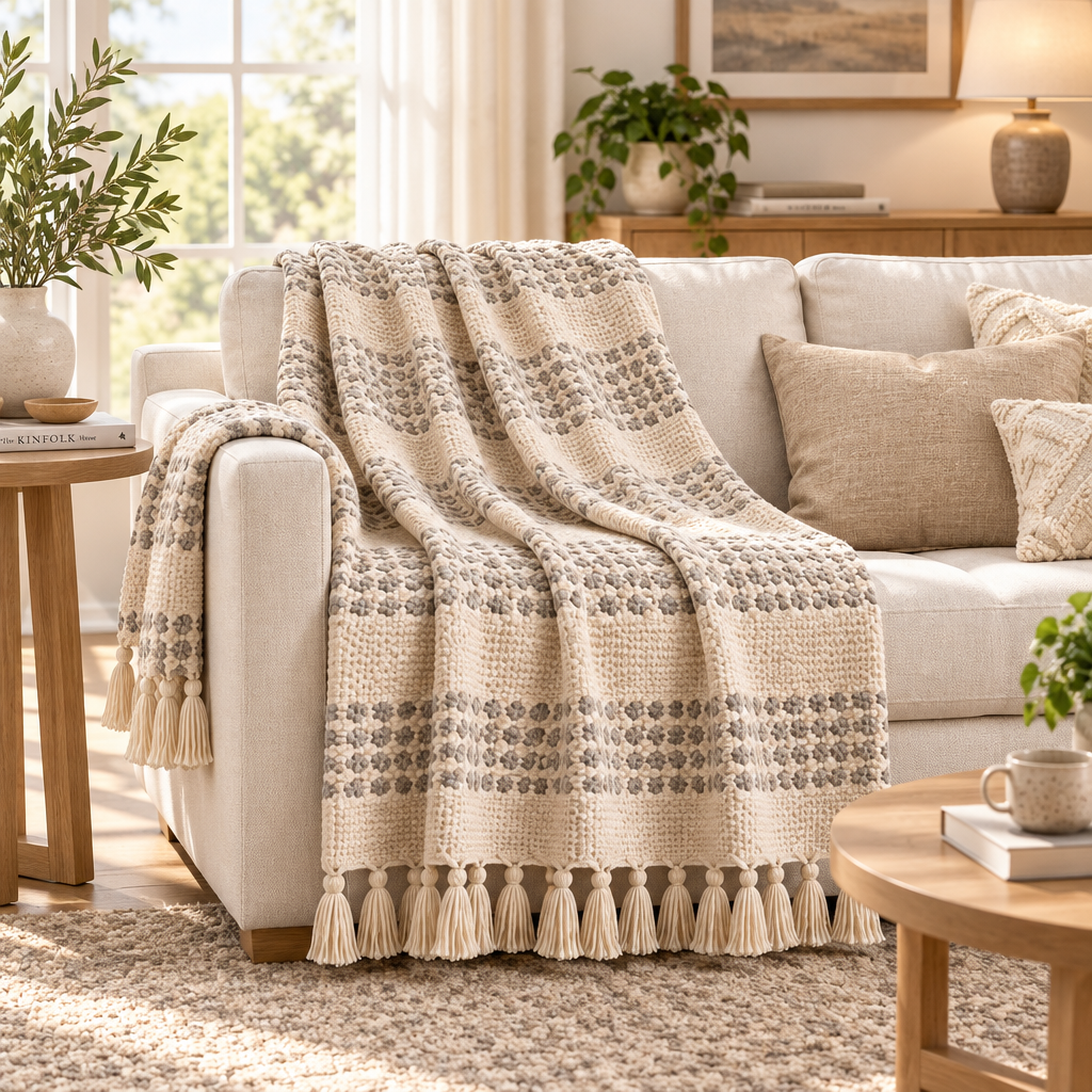 Navqelor™ Woven Tassel Decorative Throw image 1