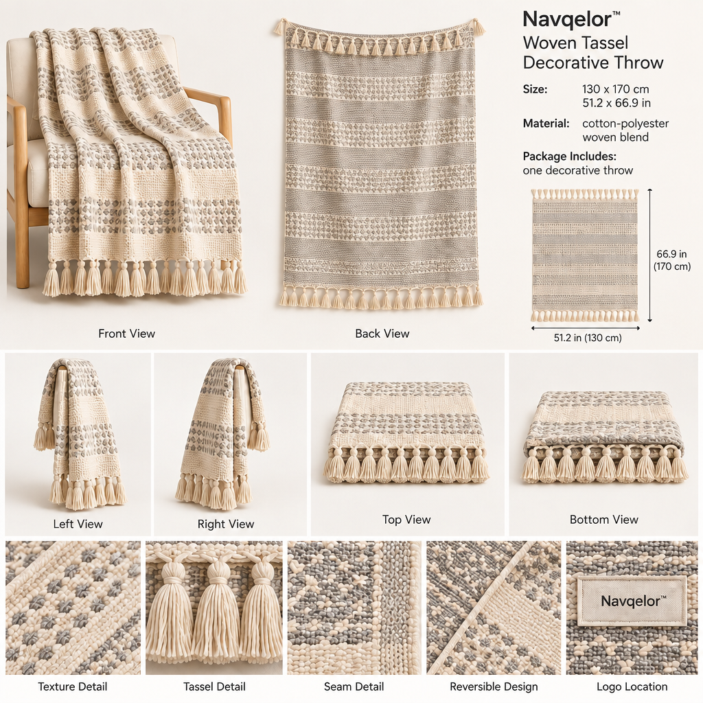 Navqelor™ Woven Tassel Decorative Throw image 2