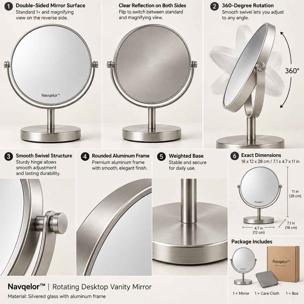Navqelor™ Rotating Desktop Vanity Mirror image 3