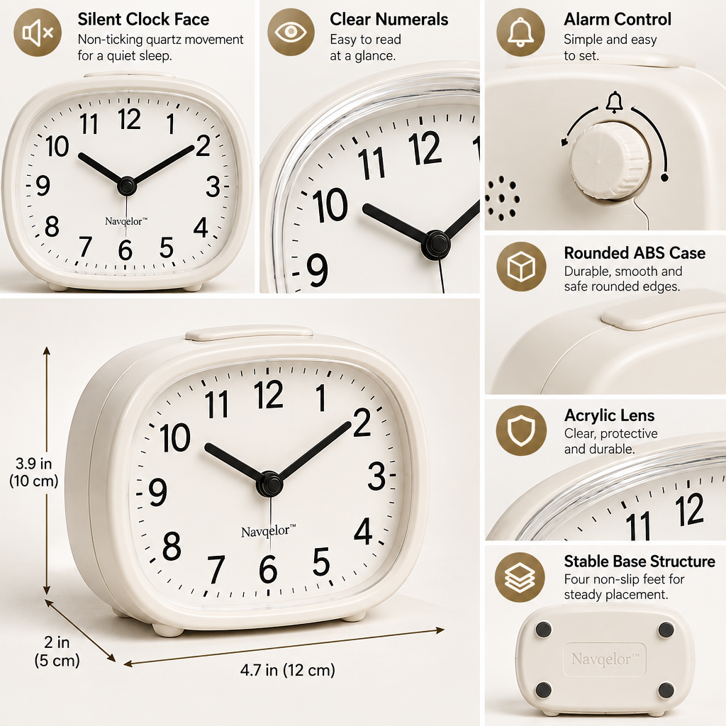 Navqelor™ Silent Bedside Alarm Clock image 3