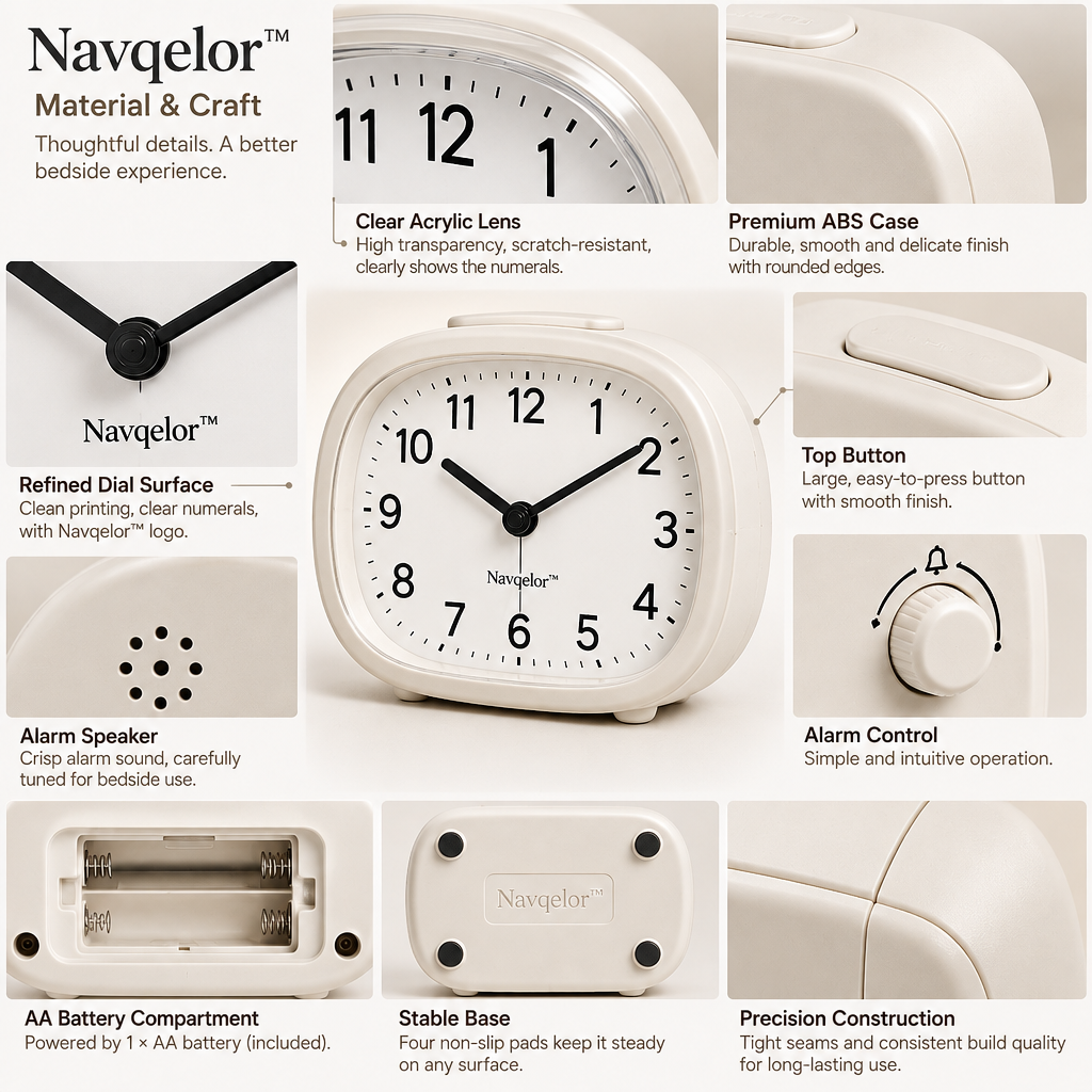Navqelor™ Silent Bedside Alarm Clock image 5